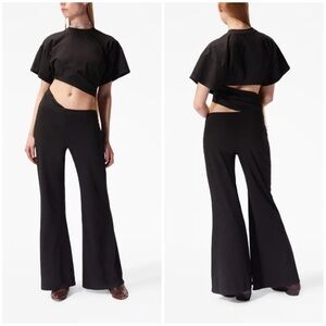 New Maccapani Sere Cut Out Detail Jumpsuit Wide Flare Leg Sz M